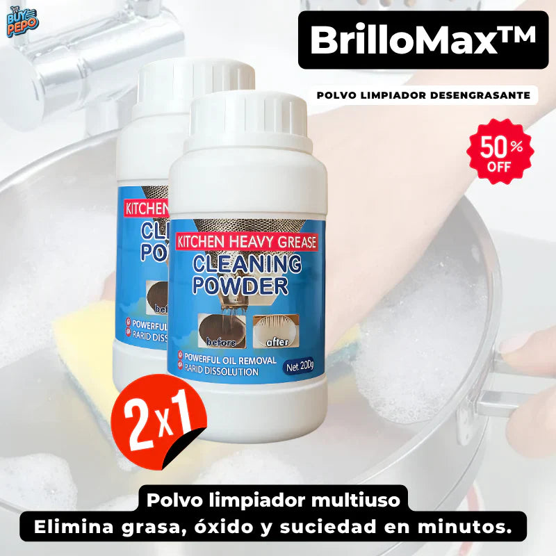 PROMOCION 2X1 BrilloMax™ - Polvo limpiador desengrasante ✨