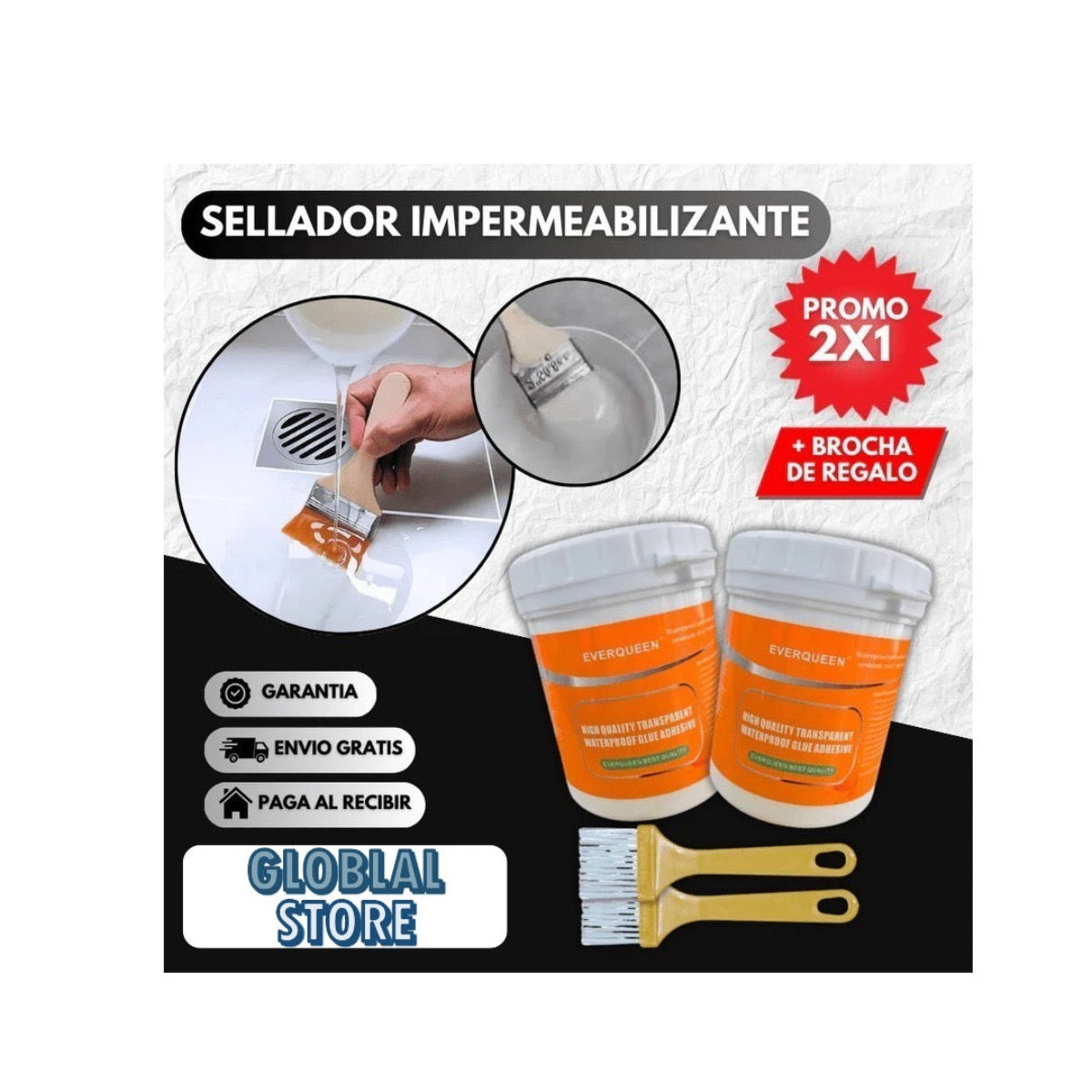 ™ PROMOCION 2X1 SELLADOR IMPERMEABLE TRANSPARENTE 300g + BROCHA