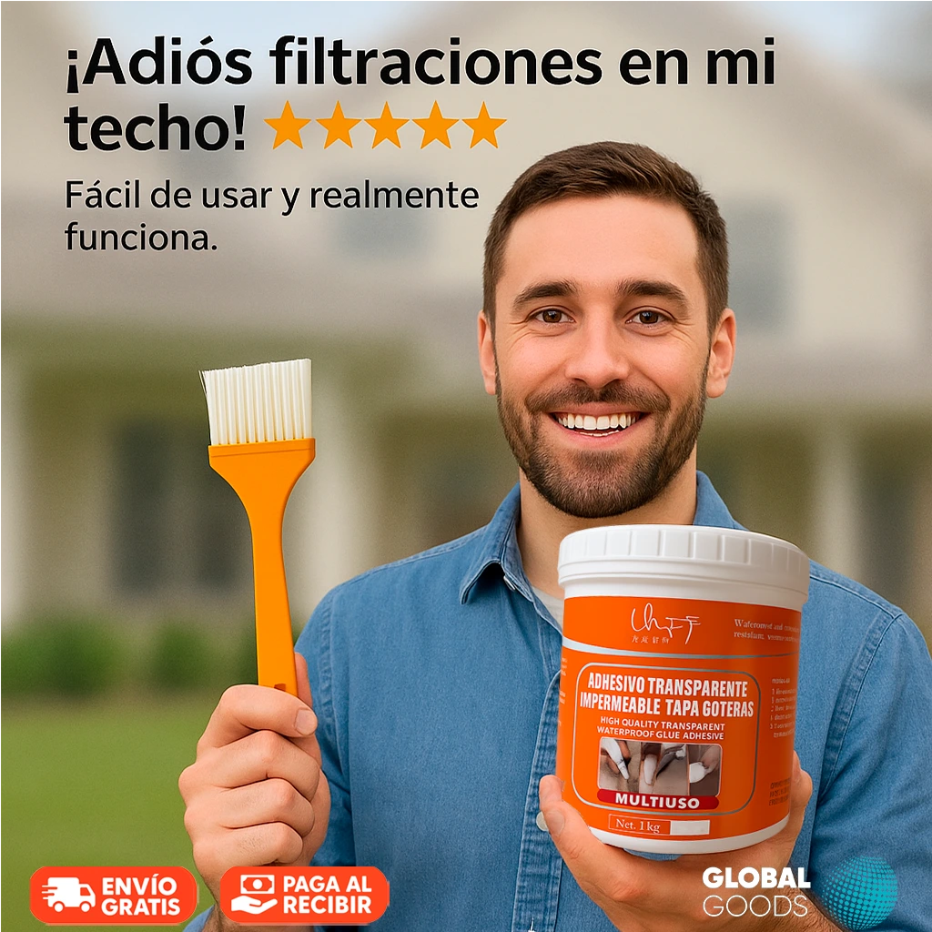 Sellador Tapagoteras 1 Kilo Transparente  1 kg + Brocha🛠️💧