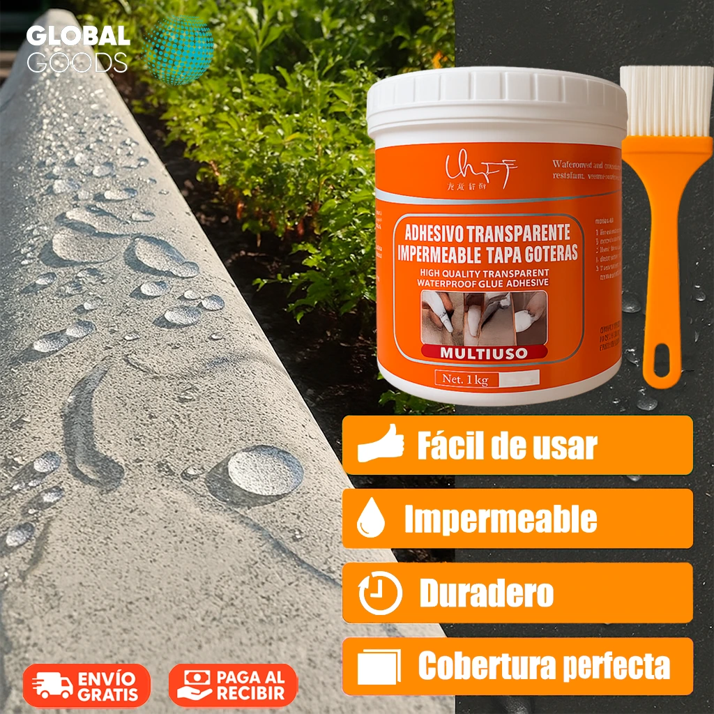 Sellador Tapagoteras 1 Kilo Transparente  1 kg + Brocha🛠️💧